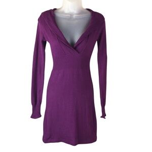 Women's Athleta Purple Organic Cotton/Nylon/Cashmere Blend Hoodie Dress. XXS
